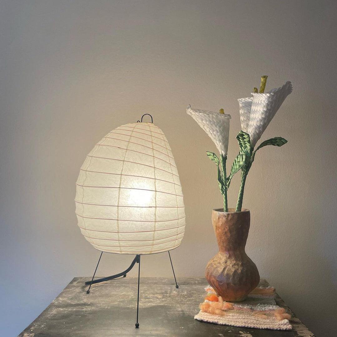 Elegant Washi Table Lamp | Soft Ambient Glow with Three-Leg Steel Base | Ideal Nightstand Lamp for Cozy Atmosphere