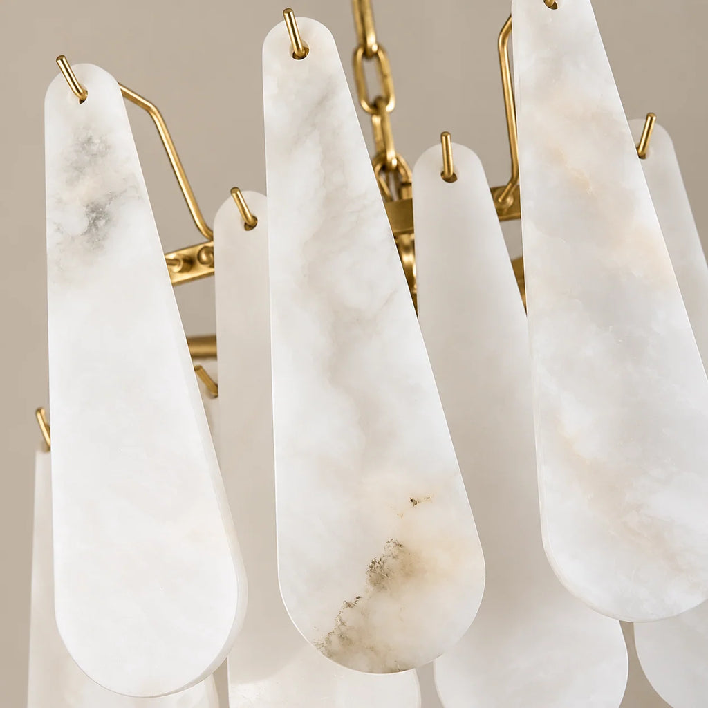 Goccia Collection | Alabaster Teardrop Chandelier with Solid Brass Frame | Tiered Lighting Fixture for Elegant Ambiance 2