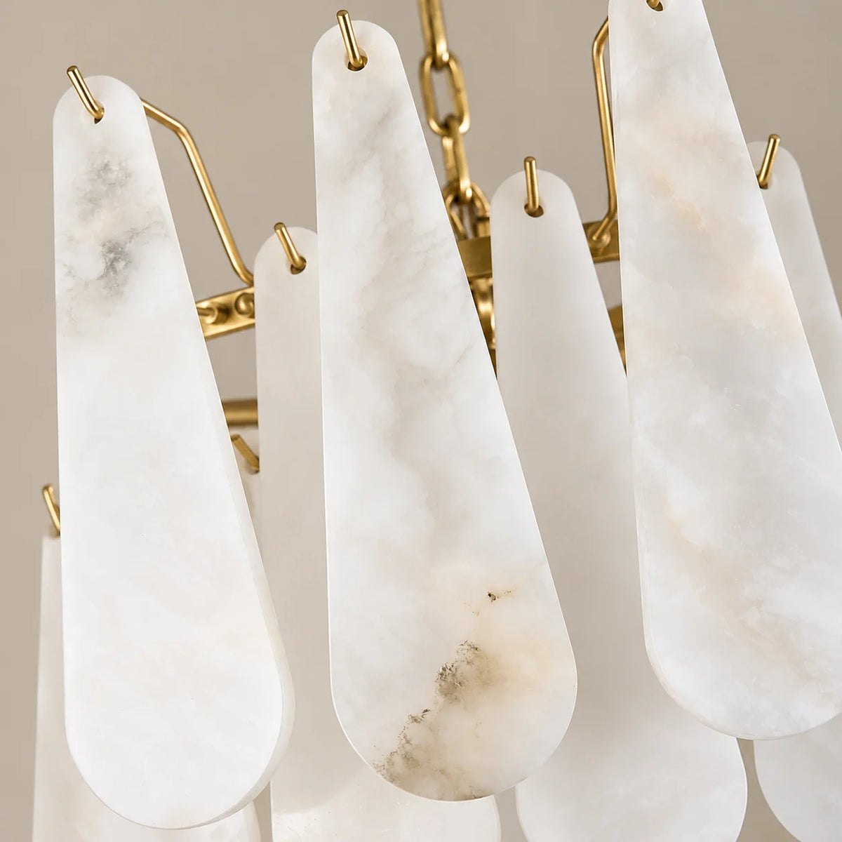 Goccia Collection | Alabaster Teardrop Chandelier with Solid Brass Frame | Tiered Lighting Fixture for Elegant Ambiance 2