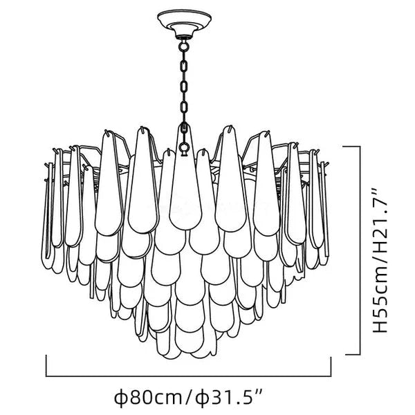 Goccia Collection | Alabaster Teardrop Chandelier with Solid Brass Frame | Tiered Lighting Fixture for Elegant Ambiance 3
