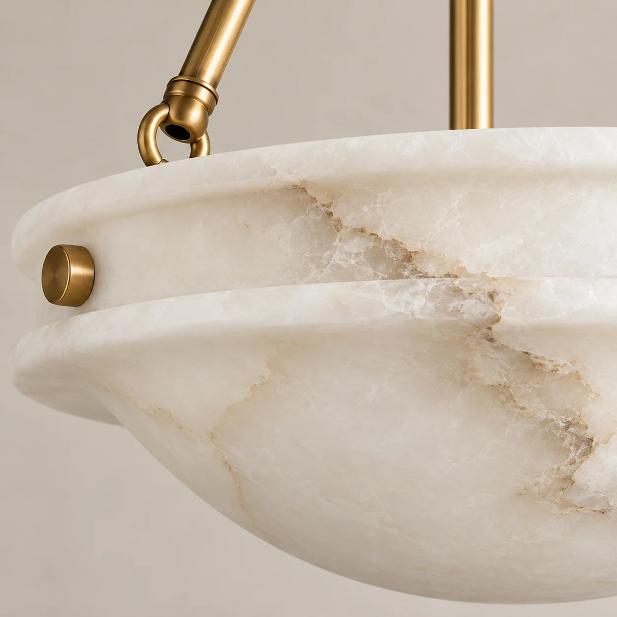 Grande Alba Collection | Semi-Flush Ceiling Light with Alabaster Shade & Antique Brass | Soft Ambient Lighting for Living Spaces 2