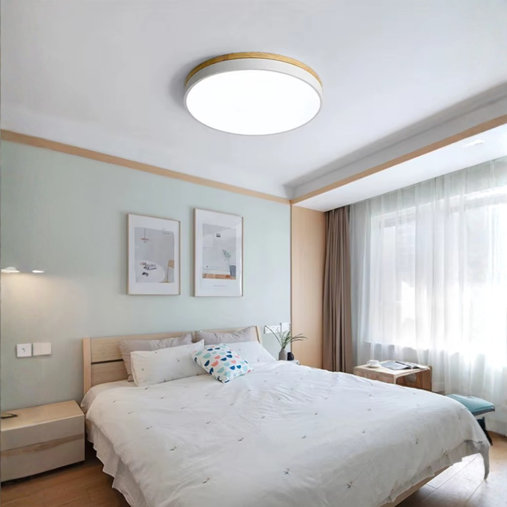 Horizon | Flush Mount Ceiling Light with Ultra-Thin Design & Wood Accent | Modern Illumination for Spacious Living 2