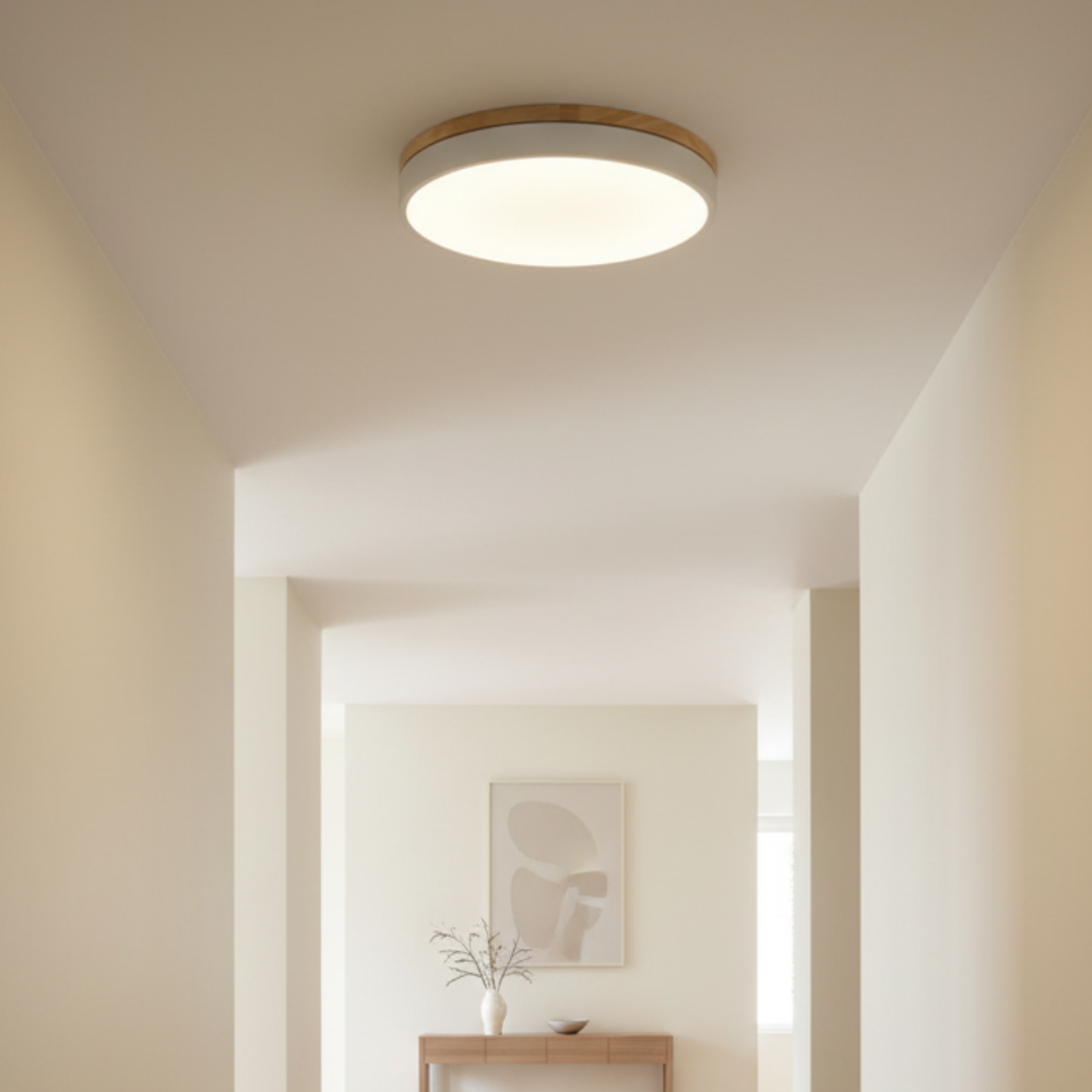 Horizon | Flush Mount Ceiling Light with Ultra-Thin Design & Wood Accent | Modern Illumination for Spacious Living 4