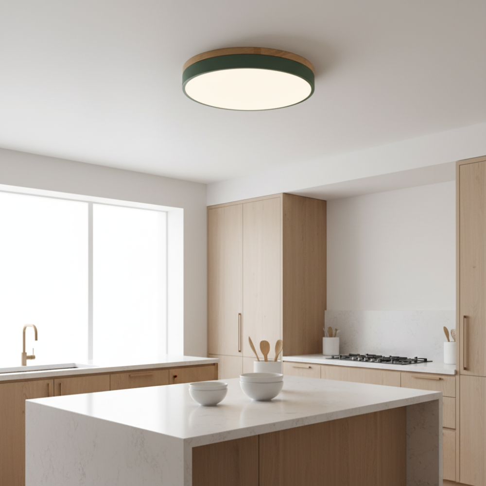 Horizon | Flush Mount Ceiling Light with Ultra-Thin Design & Wood Accent | Modern Illumination for Spacious Living 6