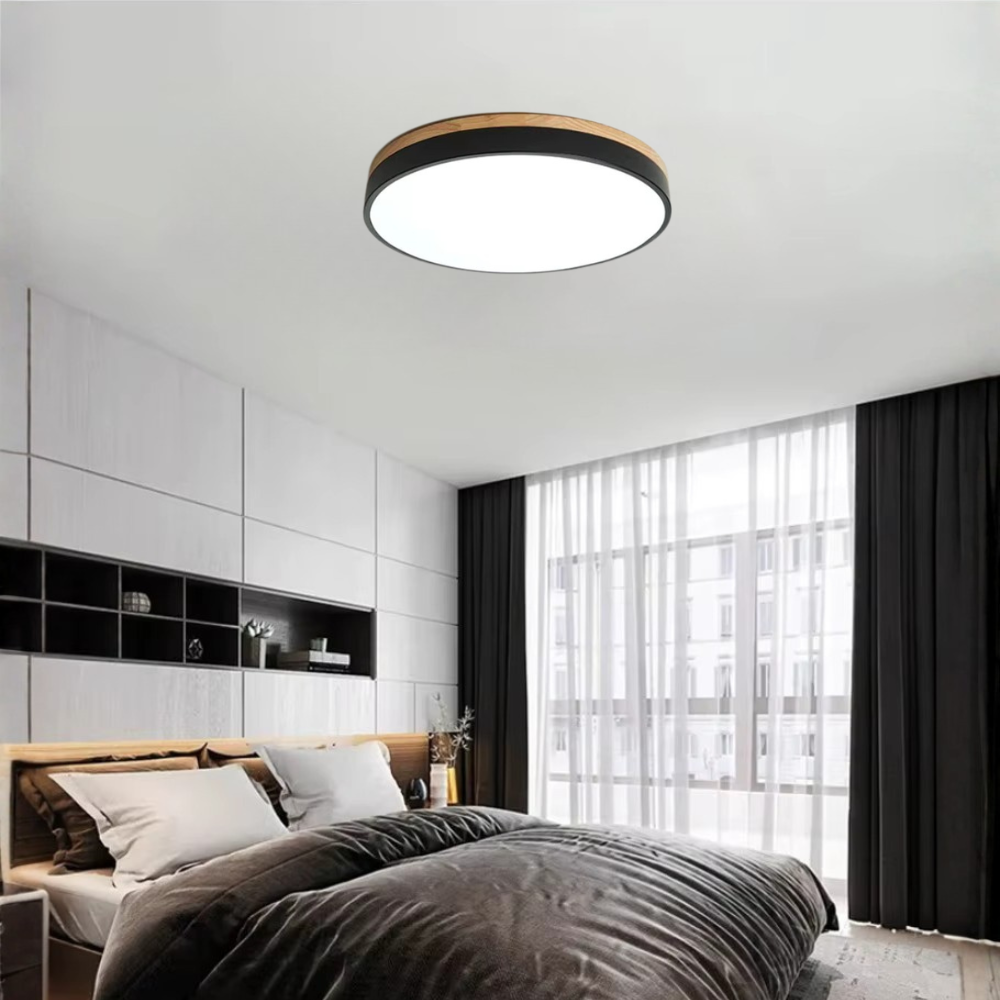 Horizon | Flush Mount Ceiling Light with Ultra-Thin Design & Wood Accent | Modern Illumination for Spacious Living 8