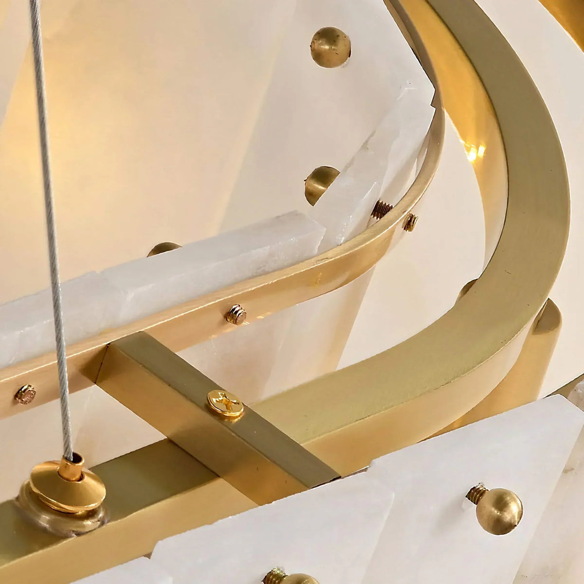 Joan Collection | Oval Tiered Alabaster Chandelier with Solid Brass Canopy | Warm Ambient Lighting for Dining and Kitchen Islands 4