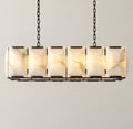 Linear Collection | Alabaster Chandelier with Hand-Cut Spanish Alabaster Panels | Rectangular Frame Lighting for Kitchen Island and Dining Table 0