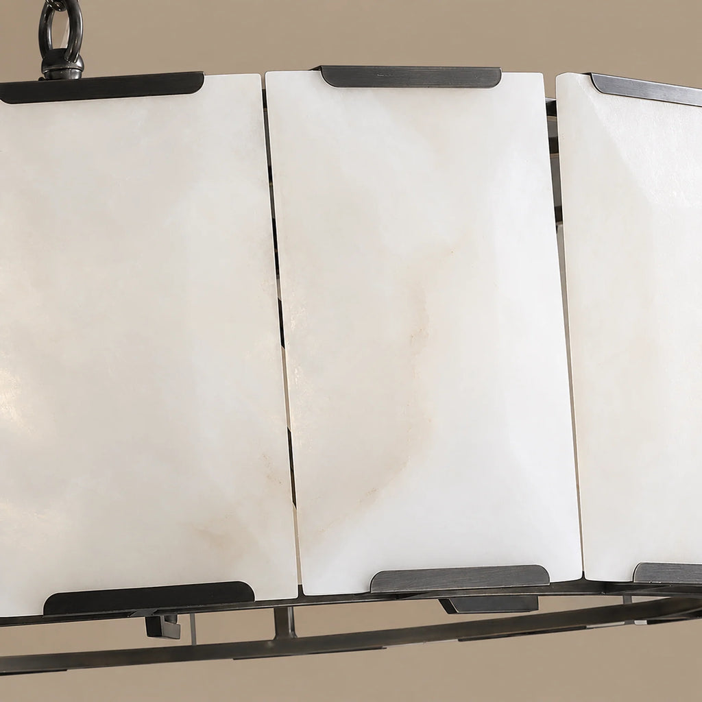 Linear Collection | Alabaster Chandelier with Hand-Cut Spanish Alabaster Panels | Rectangular Frame Lighting for Kitchen Island and Dining Table 4