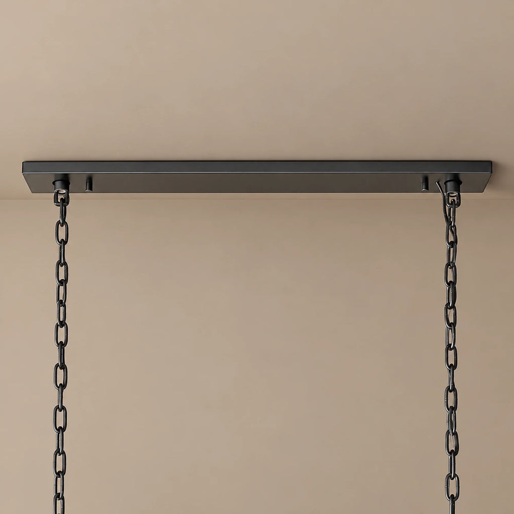 Linear Collection | Alabaster Chandelier with Hand-Cut Spanish Alabaster Panels | Rectangular Frame Lighting for Kitchen Island and Dining Table 6