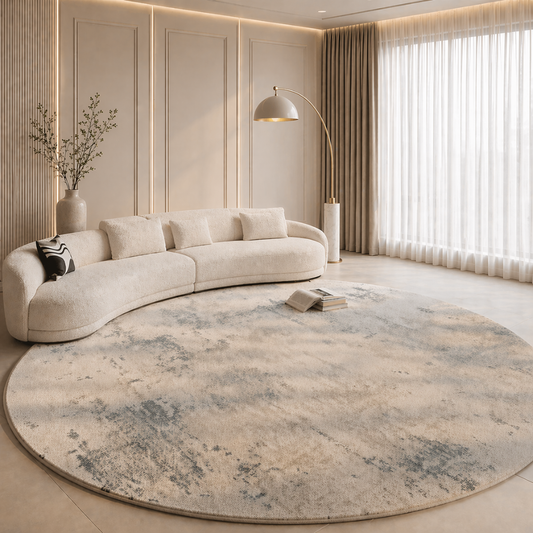 Luxurious Round Plush Area Rug with Soft Texture | Cozy Living Room Rugs for Enhanced Comfort 0