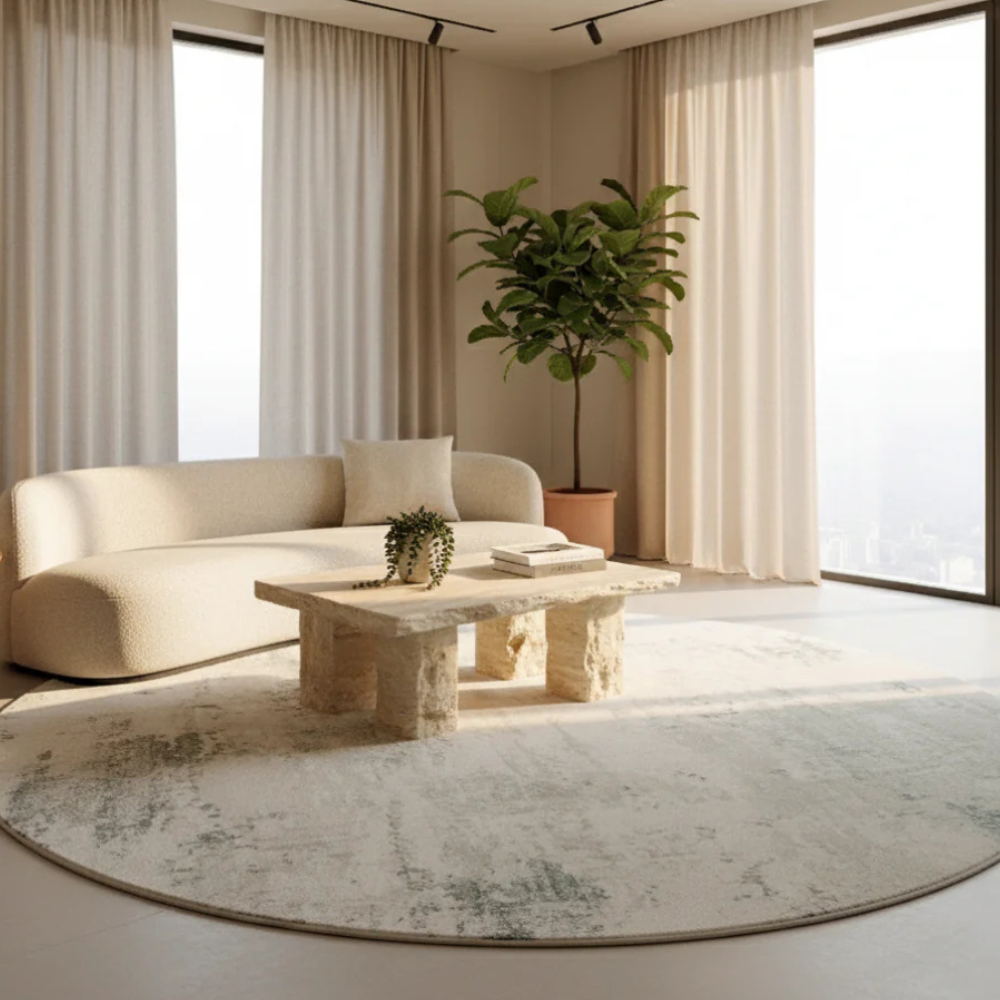 Luxurious Round Plush Area Rug with Soft Texture | Cozy Living Room Rugs for Enhanced Comfort 2