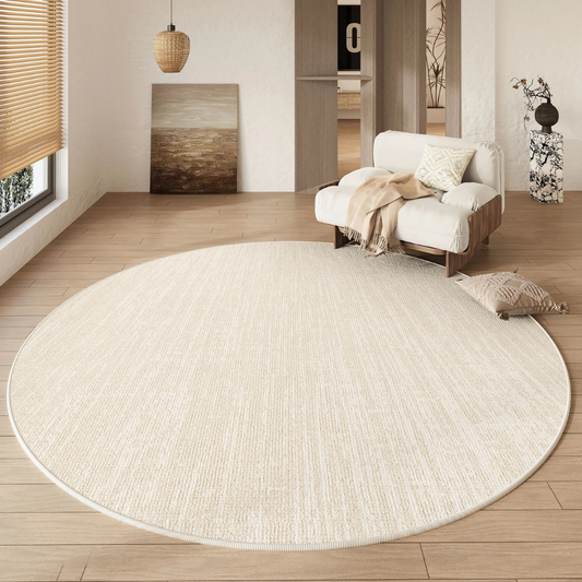 Luxury Round Area Rug | Soft Cream Design with Non-Slip Backing | Cozy Comfort for Living Room 0