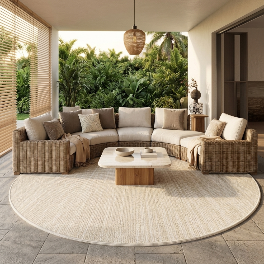 Luxury Round Area Rug | Soft Cream Design with Non-Slip Backing | Cozy Comfort for Living Room 1