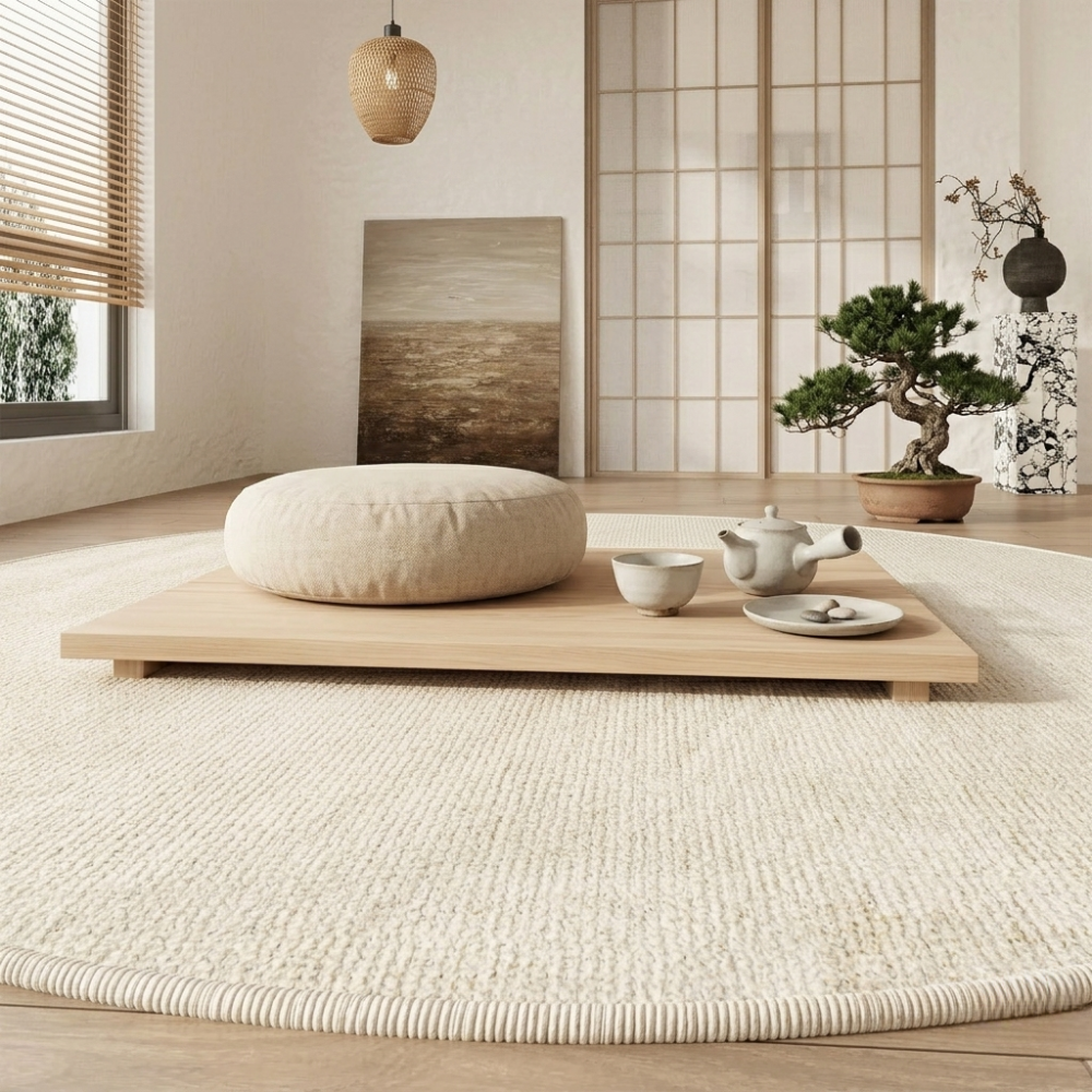 Luxury Round Area Rug | Soft Cream Design with Non-Slip Backing | Cozy Comfort for Living Room 3
