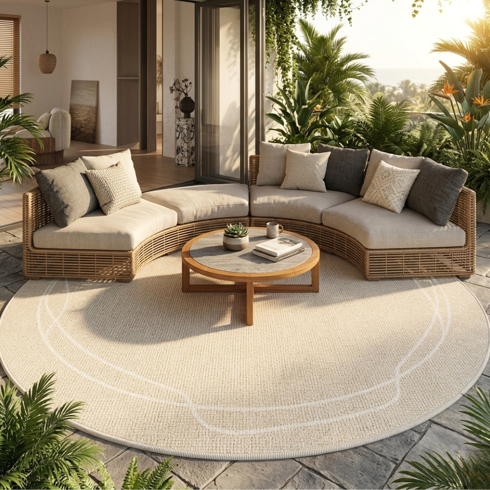 Luxury Round Area Rug | Soft Cream Design with Non-Slip Backing | Cozy Comfort for Living Room 8