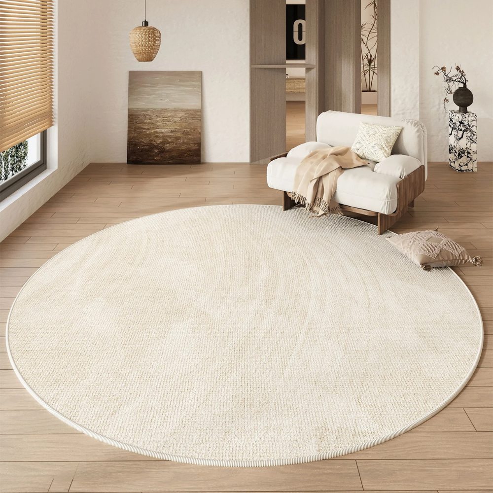 Luxury Round Area Rug | Soft Cream Design with Non-Slip Backing | Cozy Comfort for Living Room 9