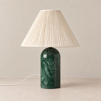 Marble Collection | Green Marble Table Lamp with Pleated Shade | Soft Warm Lighting for Bedside or Living Room 0