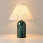 Marble Collection | Green Marble Table Lamp with Pleated Shade | Soft Warm Lighting for Bedside or Living Room 1