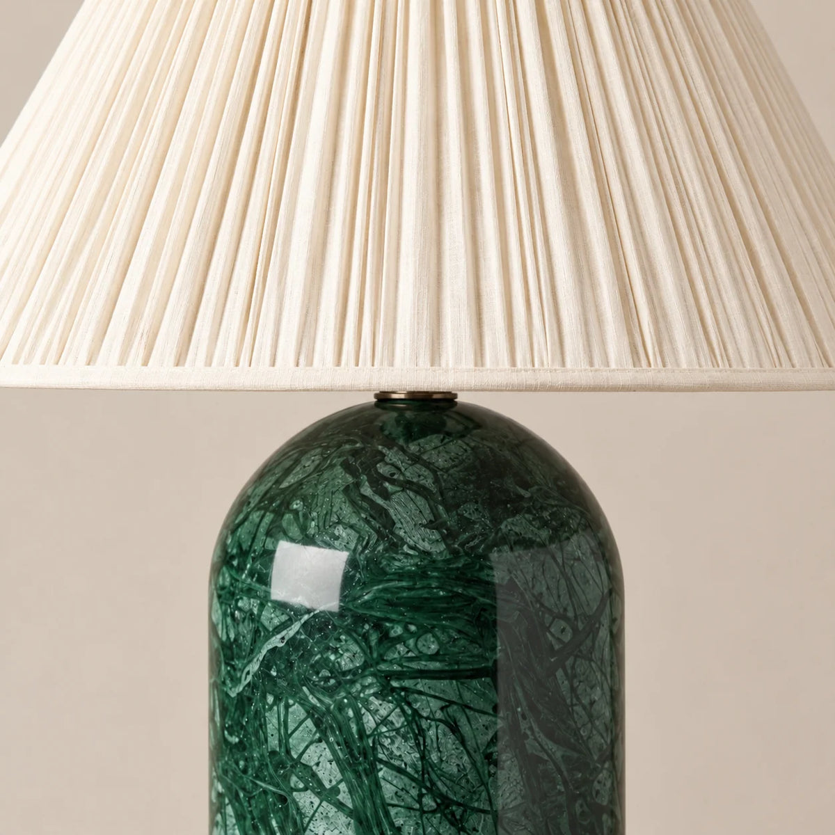 Marble Collection | Green Marble Table Lamp with Pleated Shade | Soft Warm Lighting for Bedside or Living Room 2