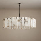 Matra Collection | Alabaster Drum Pendant Light with Brass Frame | Adjustable Size for Ambient Lighting 5