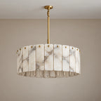 Matra Collection | Alabaster Drum Pendant Light with Brass Frame | Adjustable Size for Ambient Lighting 6