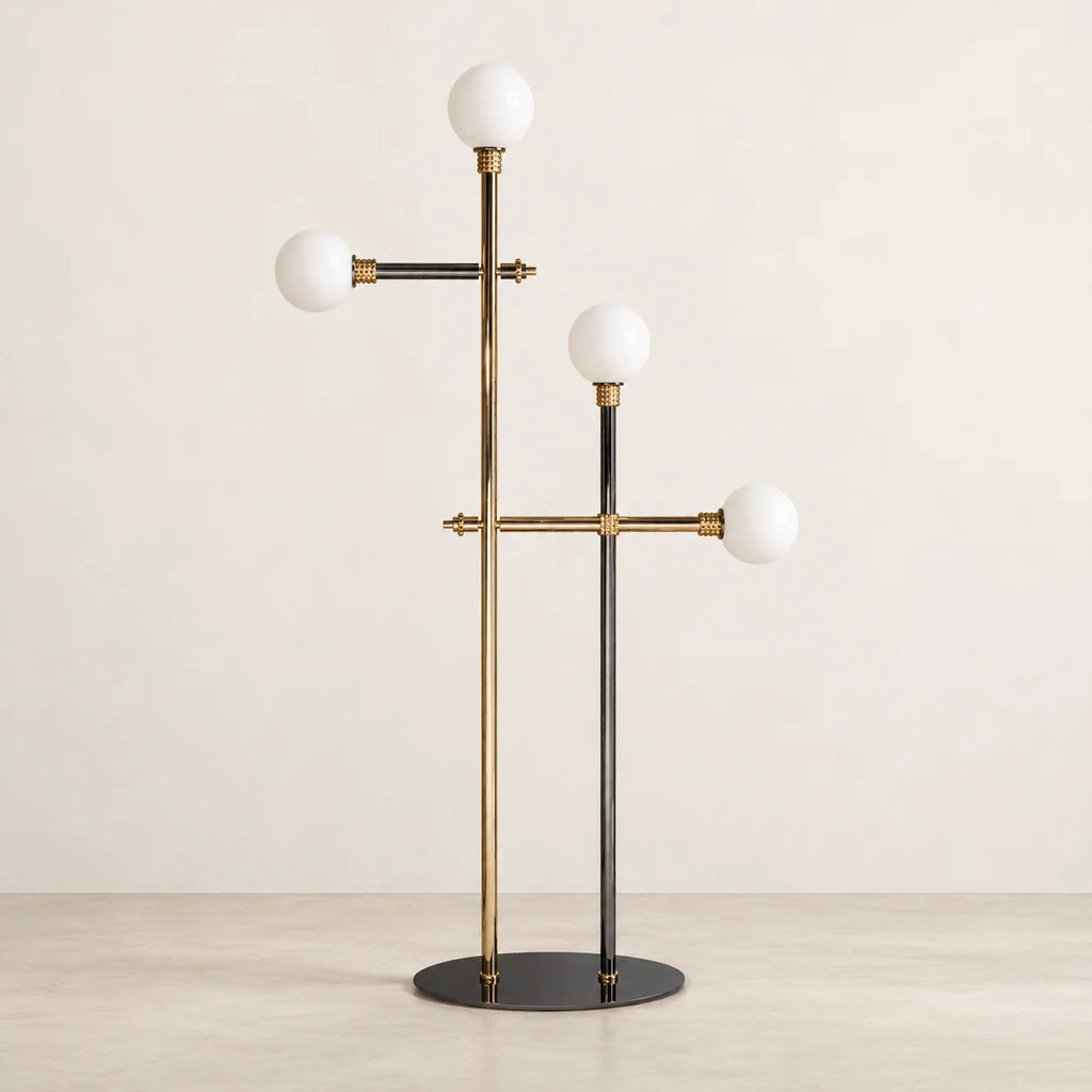 Milano Collection | Modern Floor Lamp with Opaline Glass Globes | Mid-Century Style for Cozy Living Room Lighting 0
