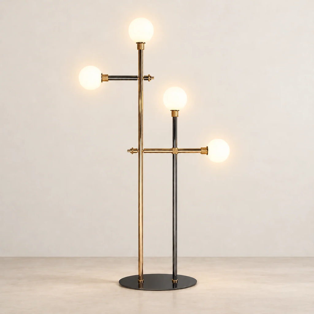 Milano Collection | Modern Floor Lamp with Opaline Glass Globes | Mid-Century Style for Cozy Living Room Lighting 1