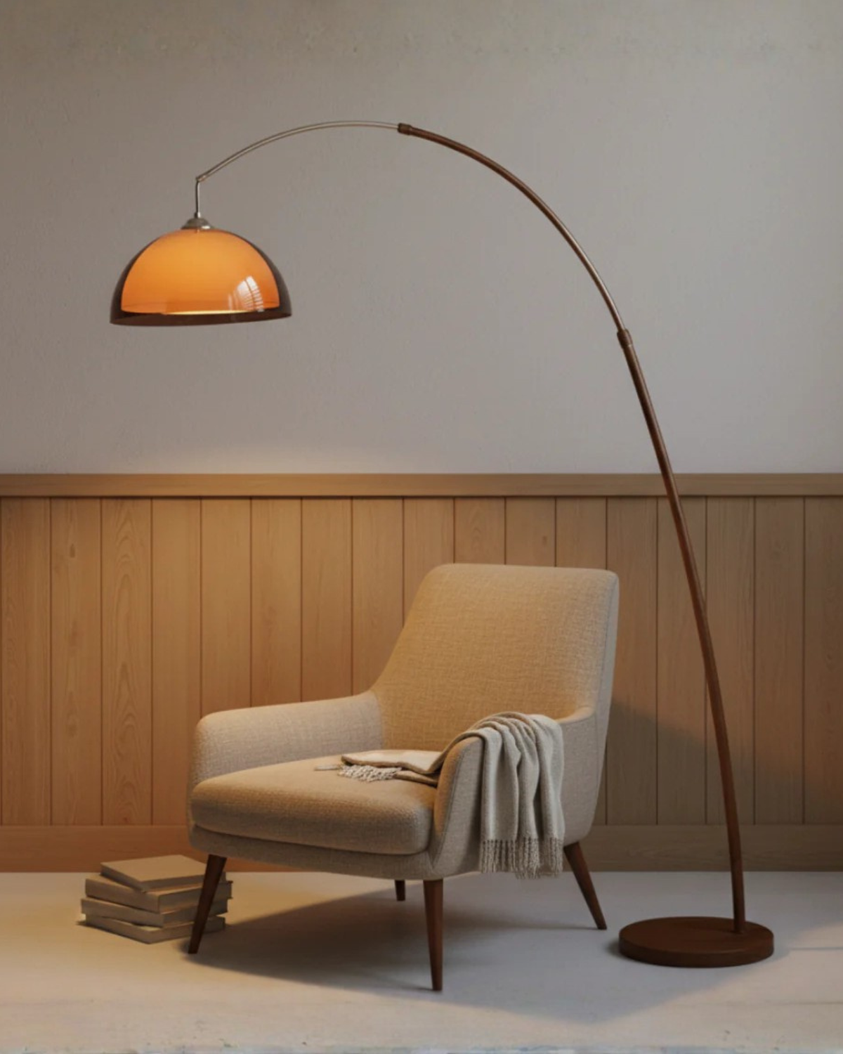 Modern Arc Floor Lamp with Adjustable Height & Warm Dome Shade for Cozy Living Room Ambiance 2