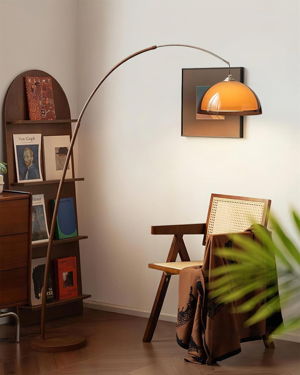 Modern Arc Floor Lamp with Adjustable Height & Warm Dome Shade for Cozy Living Room Ambiance 4