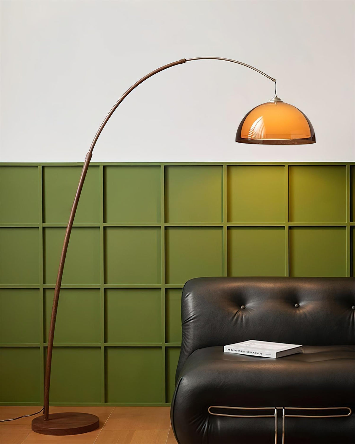 Modern Arc Floor Lamp with Adjustable Height & Warm Dome Shade for Cozy Living Room Ambiance 5
