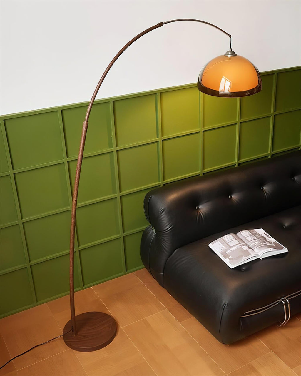 Modern Arc Floor Lamp with Adjustable Height & Warm Dome Shade for Cozy Living Room Ambiance 6