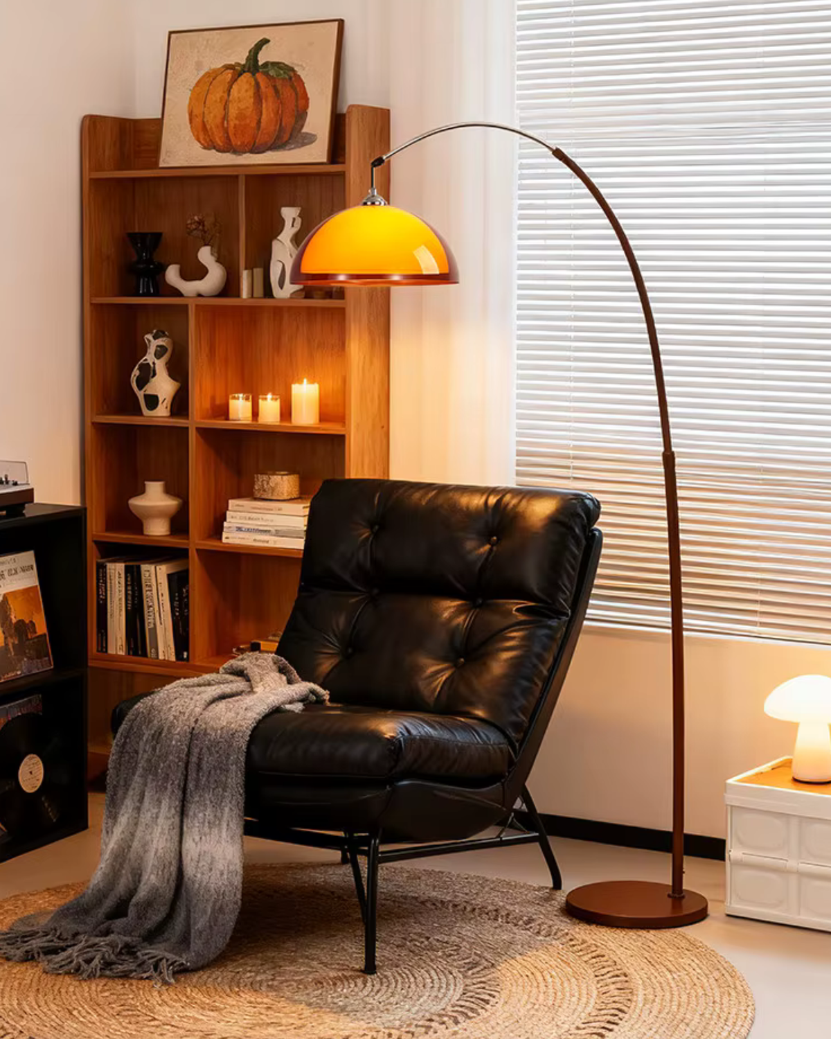 Modern Arc Floor Lamp with Adjustable Height & Warm Dome Shade for Cozy Living Room Ambiance 7
