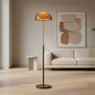 Modern Floor Lamp with Amber Acrylic Dome | Stylish Standing Lamp for Cozy Living Room Ambiance 0