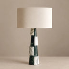 Modern Green Marble Table Lamp with Asymmetric Tiered Design | Elegant Lighting for Living Room and Bedside 0