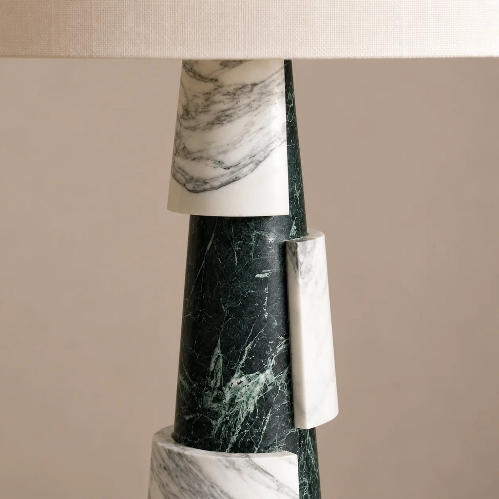 Modern Green Marble Table Lamp with Asymmetric Tiered Design | Elegant Lighting for Living Room and Bedside 2