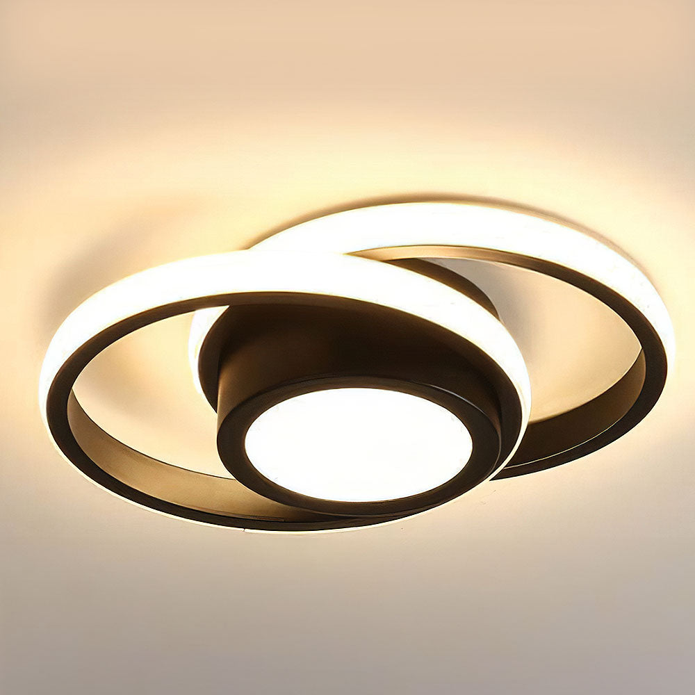 Modern LED Flush Mount Ceiling Light with Energy Efficiency | Sleek Double Ring Design for Contemporary Home Decor 0