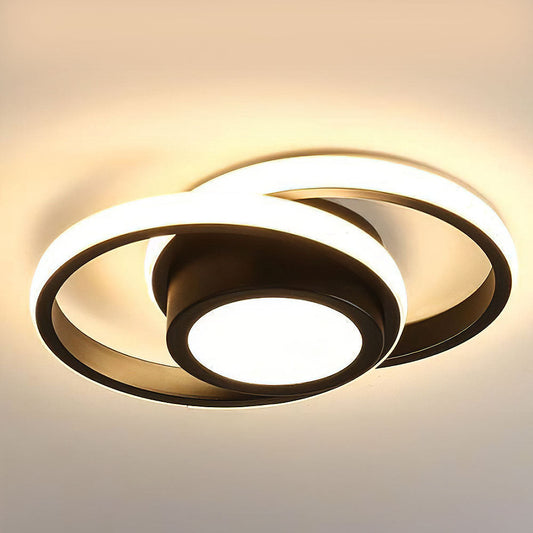 Modern LED Flush Mount Ceiling Light with Energy Efficiency | Sleek Double Ring Design for Contemporary Home Decor 0