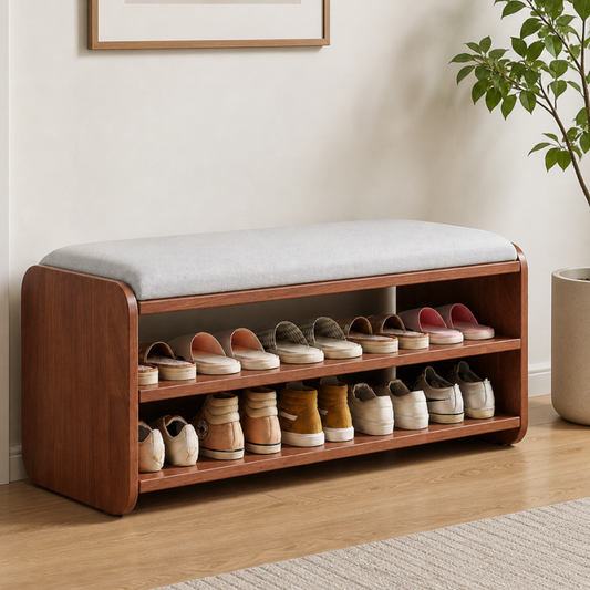 Modern Minimalist | Shoe Storage Bench with Two-Tier Organization | Stylish Entryway Solution for Clutter-Free Living 0