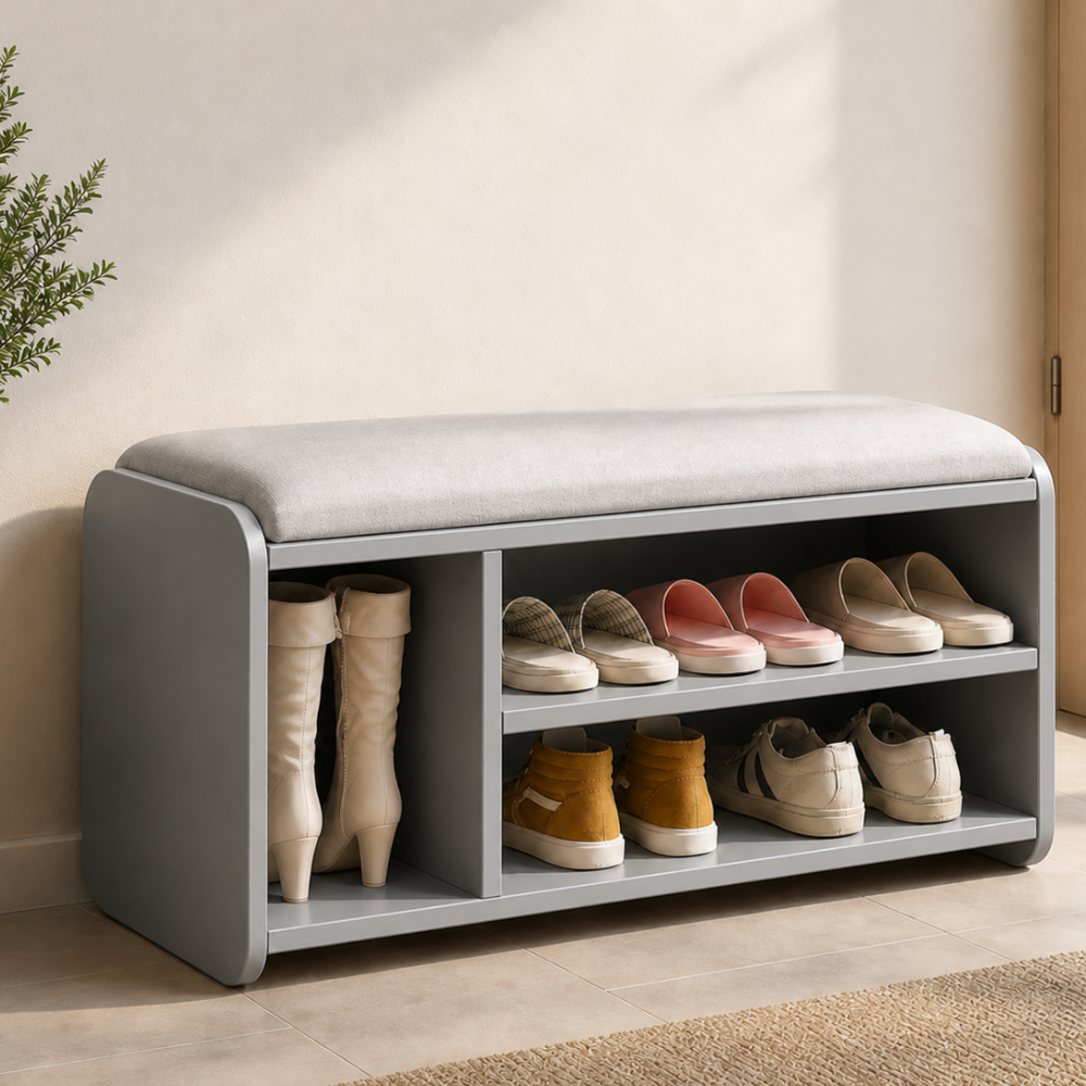 Modern Minimalist | Shoe Storage Bench with Two-Tier Organization | Stylish Entryway Solution for Clutter-Free Living 13