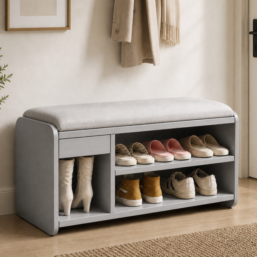 Modern Minimalist | Shoe Storage Bench with Two-Tier Organization | Stylish Entryway Solution for Clutter-Free Living 14