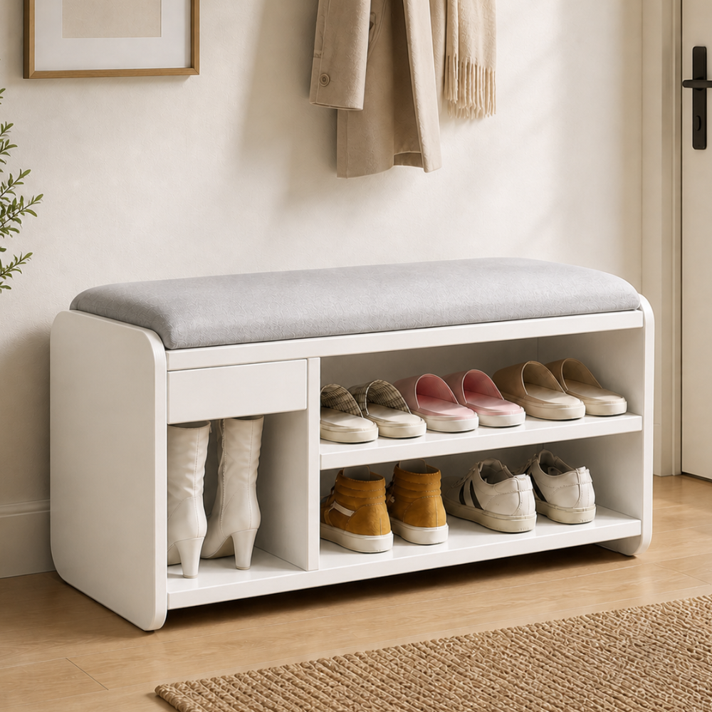 Modern Minimalist | Shoe Storage Bench with Two-Tier Organization | Stylish Entryway Solution for Clutter-Free Living 25