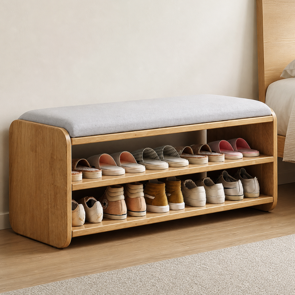 Modern Minimalist | Shoe Storage Bench with Two-Tier Organization | Stylish Entryway Solution for Clutter-Free Living 3