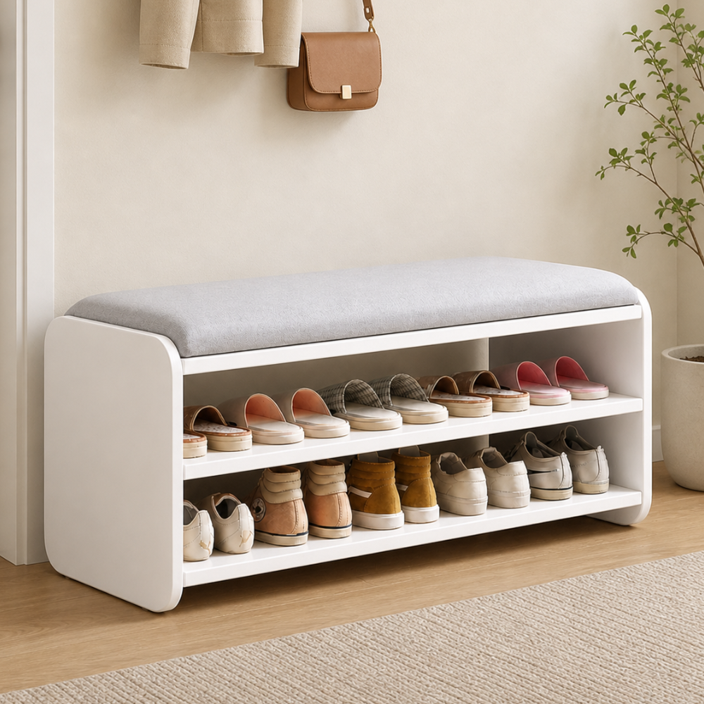 Modern Minimalist | Shoe Storage Bench with Two-Tier Organization | Stylish Entryway Solution for Clutter-Free Living 5