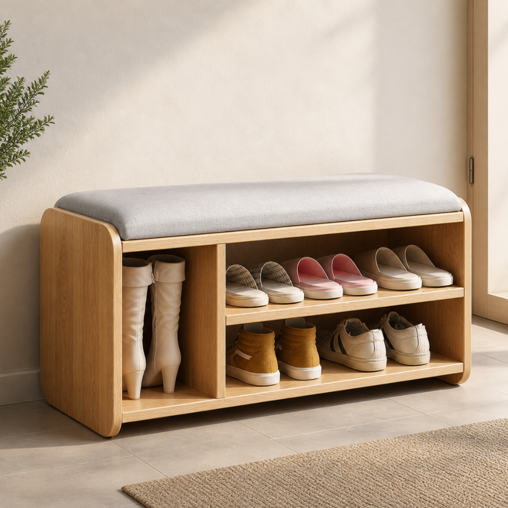 Modern Minimalist | Shoe Storage Bench with Two-Tier Organization | Stylish Entryway Solution for Clutter-Free Living 9