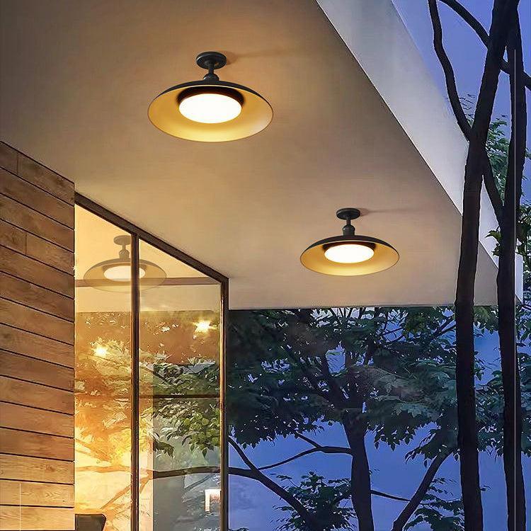 Modern Outdoor Ceiling Light | Waterproof Semi Flush Mount Fixture with Durable Carbonized Steel | Elegant Design for Stylish Patios 0