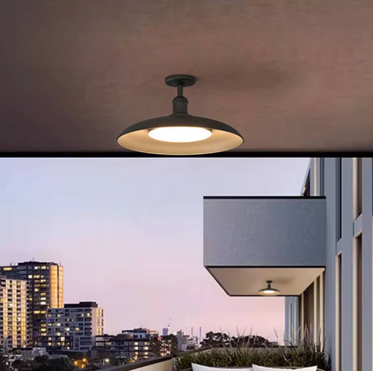 Modern Outdoor Ceiling Light | Waterproof Semi Flush Mount Fixture with Durable Carbonized Steel | Elegant Design for Stylish Patios 4
