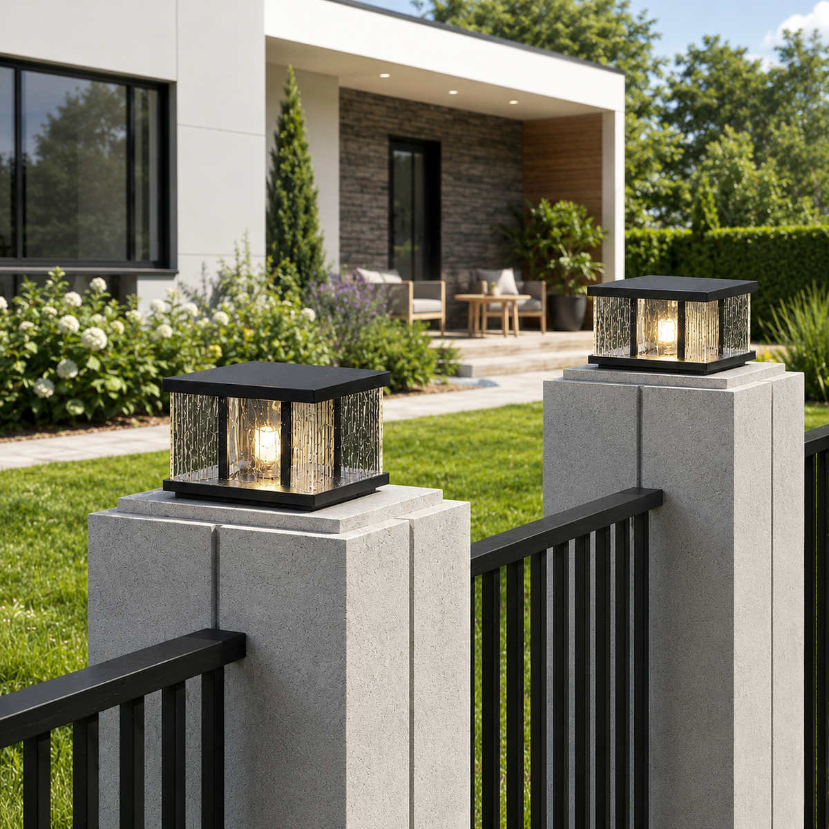 Modern Outdoor Wall Lights | Waterproof Aluminum Garden Light with Textured Glass | Ideal for Pathways and Landscape Lighting 1