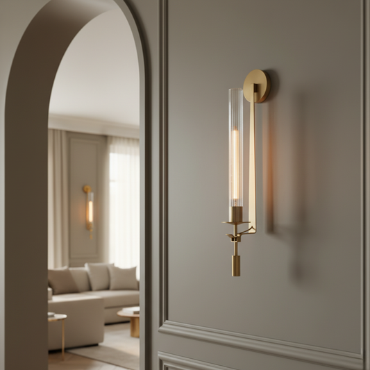 Modern Wall Sconce Lighting with Fluted Glass Shade | Elegant Wall Lights for Contemporary Interiors 0