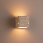 Natural Travertine Wall Light Sconce | Minimalist Design with Up-and-Down Glow | Waterproof for Indoor and Outdoor Spaces 0
