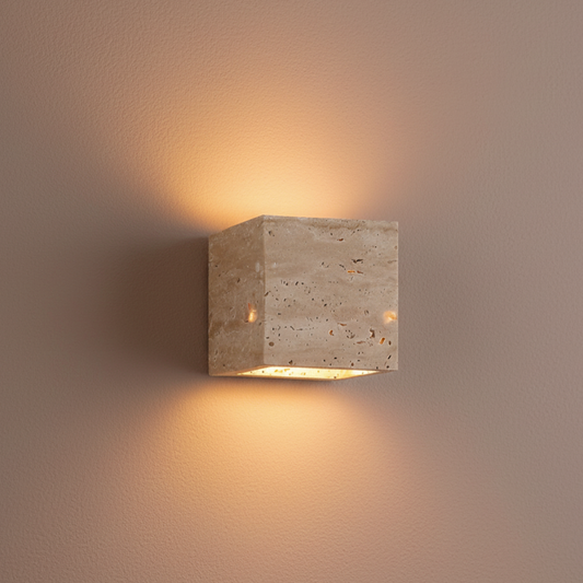 Natural Travertine Wall Light Sconce | Minimalist Design with Up-and-Down Glow | Waterproof for Indoor and Outdoor Spaces 0